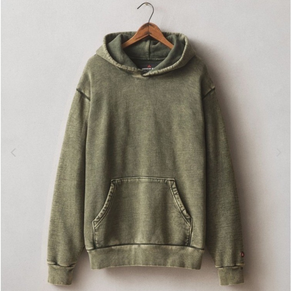 American Giant Unisex American Vintage Pullover Hoodie M Mineral Wash Olive